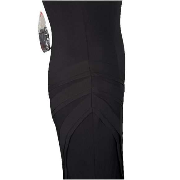 Clips Made In Italy Black Rhinestone Maxi Dress Size 40 Glam Party Formal NWOT - Picture 7 of 16